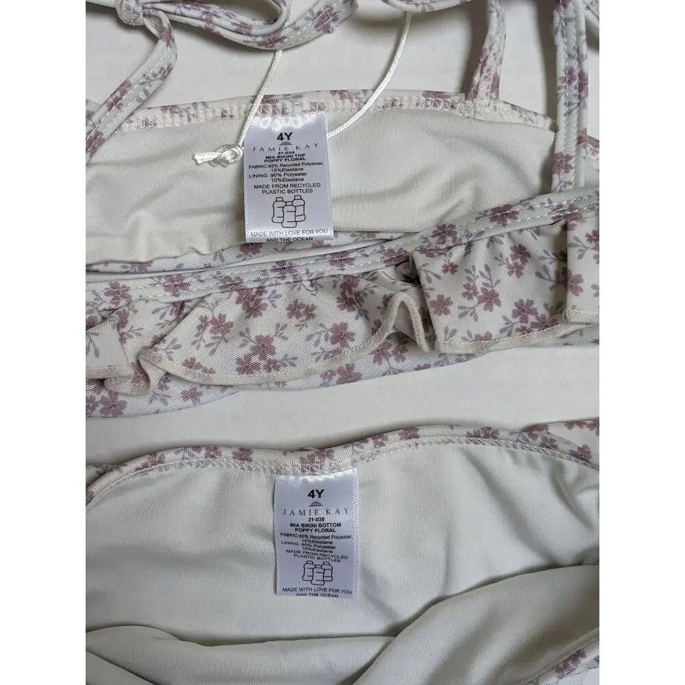 NWT Jamie Kay Mia Bikini Poppy Floral Size 4 Year Flowers Swimsuit 2 Piece